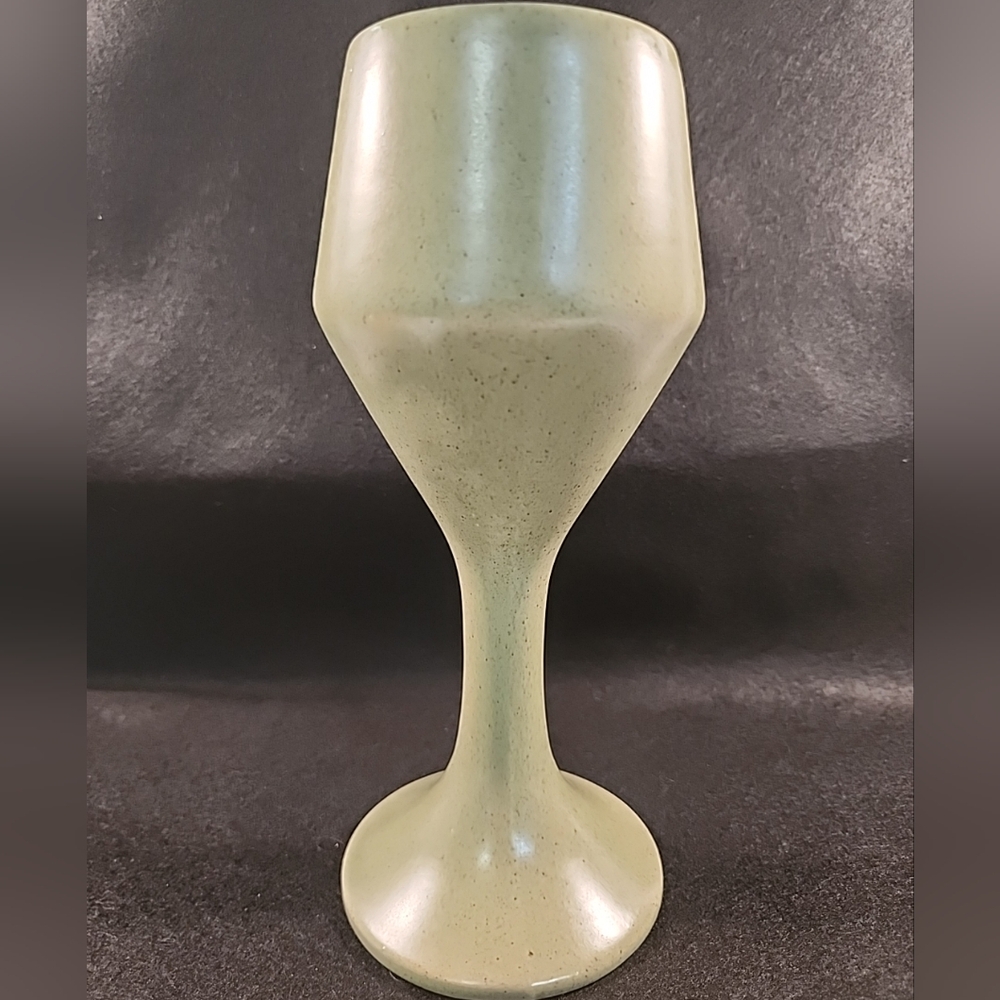 Haeger Pottery Green Speckle Planter Vase Chalice Goblet Matte Glaze Vintage